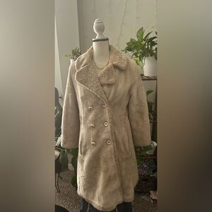 European girl Elegant Cream Teddy Jacket